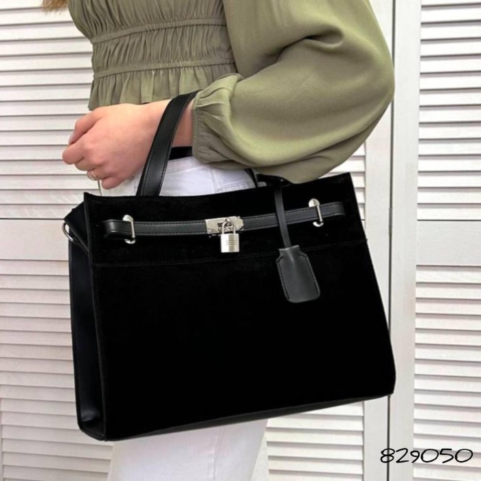 Сумка жіноча 2 відділення екошкіра/натуральна замша.Чорна, Шоколад