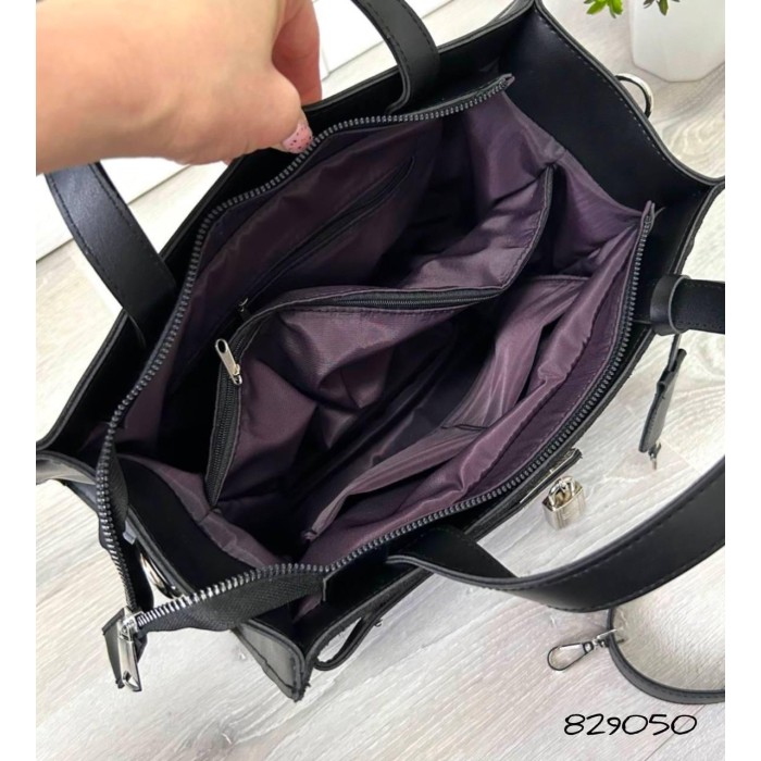 Сумка жіноча 2 відділення екошкіра/натуральна замша. Чорна, Шоколад Шоколад