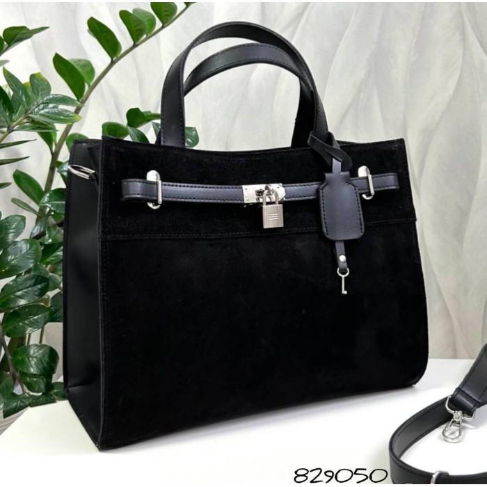 Сумка жіноча 2 відділення екошкіра/натуральна замша.Чорна, Шоколад