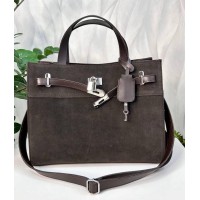 Сумка женская 2 отделения экокожа/натуральная замша. Черная, Шоколад Шоколад