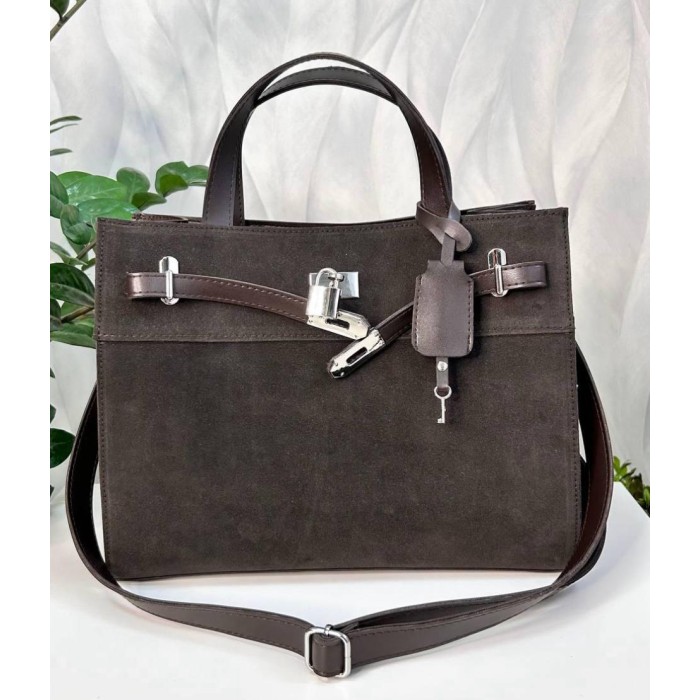 Сумка жіноча 2 відділення екошкіра/натуральна замша. Чорна, Шоколад Шоколад