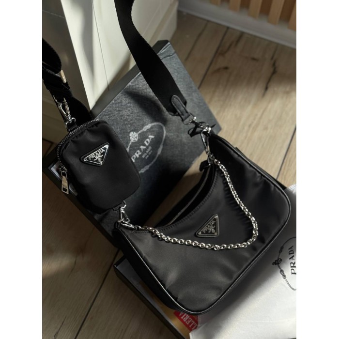 Сумка жіночий комбінована плащівка та шкіра – люкс якість Чорна