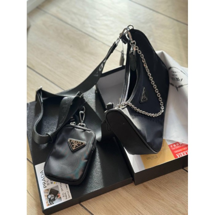 Сумка жіночий комбінована плащівка та шкіра – люкс якість Чорна