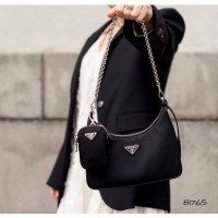 Сумка женская комбинированная плащевка и кожа – люкс качество Черная