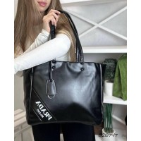 Сумка женская Прада шопер на молнии экокожа люкс цвет: Черный,