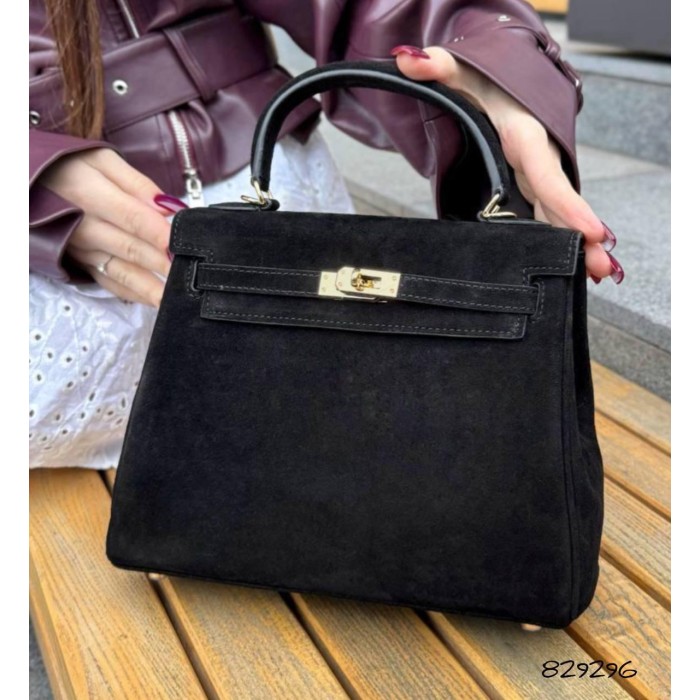 Сумка жіноча натуральна замша колір: Шоколад, Чорна