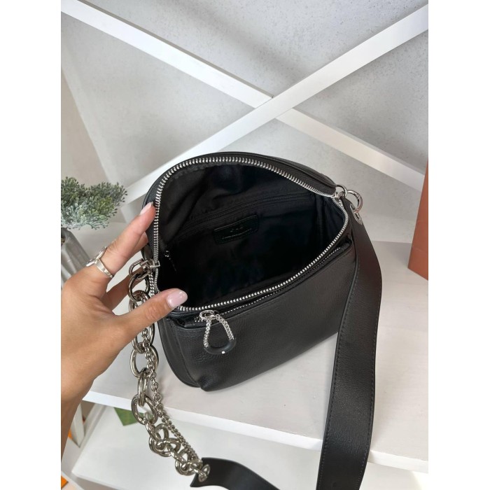 Сумка/валізка жіноча ланцюжки з натуральної шкіри Чорна, Біла