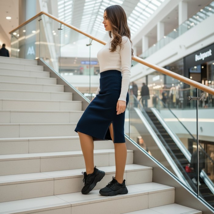 РОЗПРОДАЖ! Спідниця трикотажна колір- т. Синій 46,48,50,58,60р