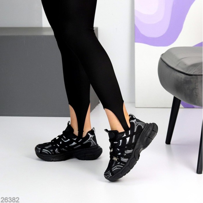 Кросівки жіночі еко-шкіра/текстиль колір-чорний на 35.5,36,37,39р