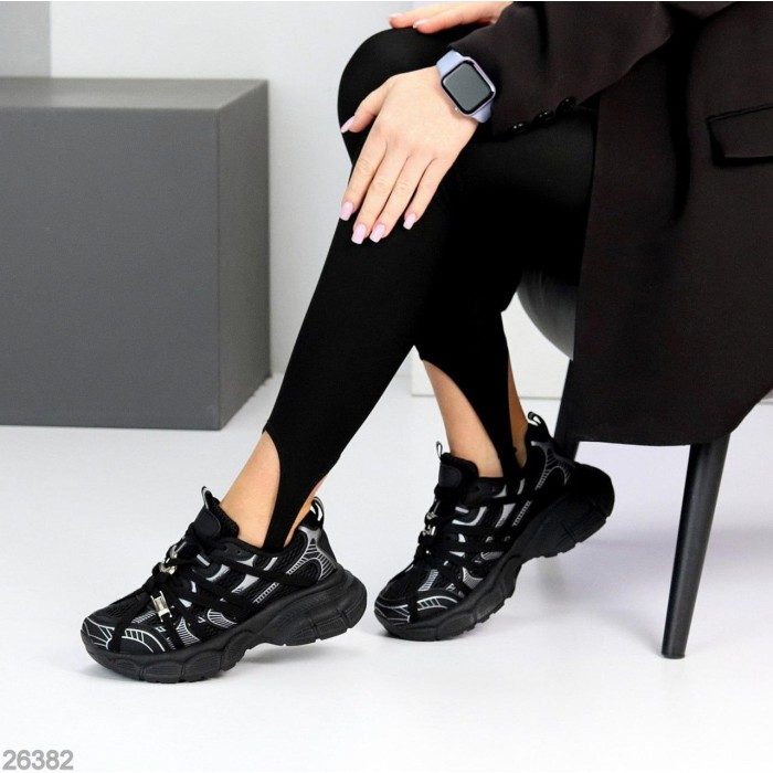 Кросівки жіночі еко-шкіра/текстиль колір-чорний на 35.5,36,37,39р