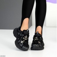 Кроссовки женские эко-кожа/текстиль цвет-черный на 35.5,36,37,39р.