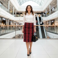 РАСПРОДАЖА! Юбка миди демисезонная цвет черный с красным 52/54р