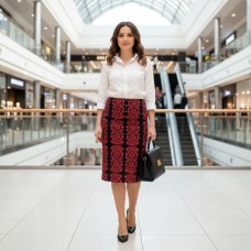 Спідниця міді демісезонна колір чорний з червоним 52/54, 54/56, 58/60р