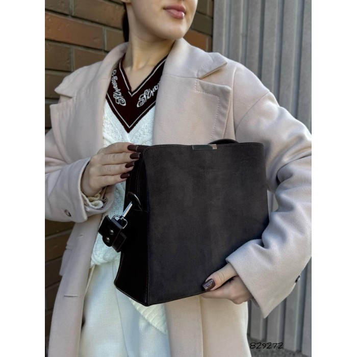 Сумка жіноча 3 відділи екошкіра/натуральна замша колір: Шоколад кроко Шоколад крокодил