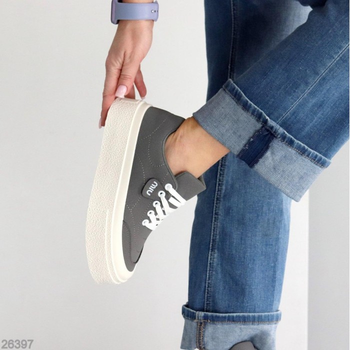 Кеди жіночі еко нубук сірі на 35.5,38,40р