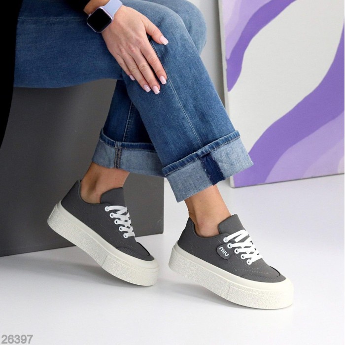 Кеди жіночі еко нубук сірі на 35.5,38,40р