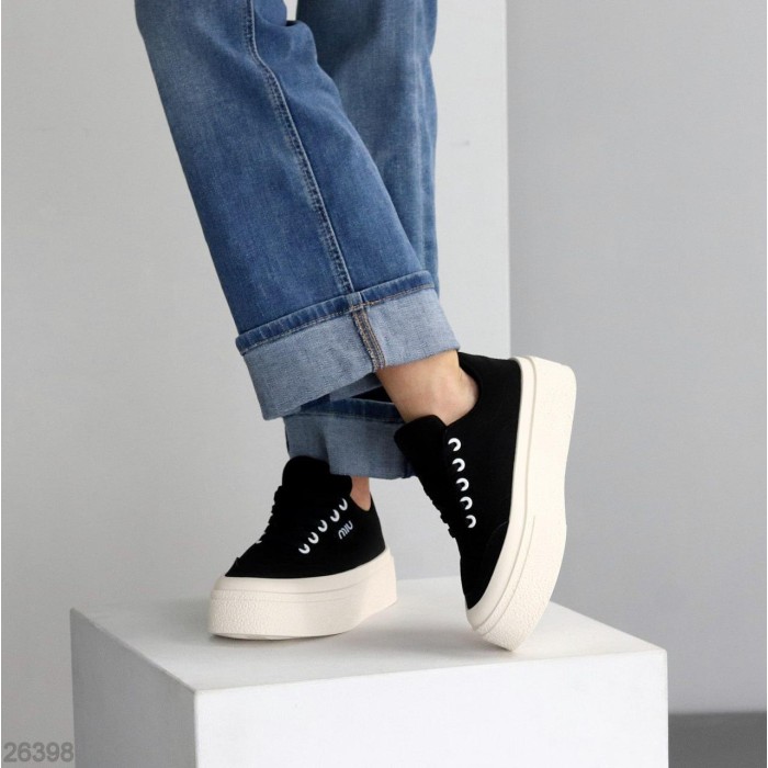 Кеди жіночі еко нубук чорні на 35.5р