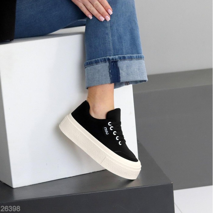 Кеди жіночі еко нубук чорні на 35.5р