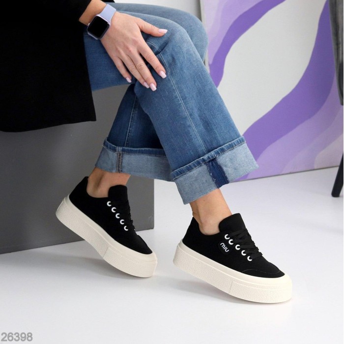 Кеди жіночі еко нубук чорні на 35.5р