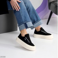 Кеди жіночі еко нубук чорні на 35.5р