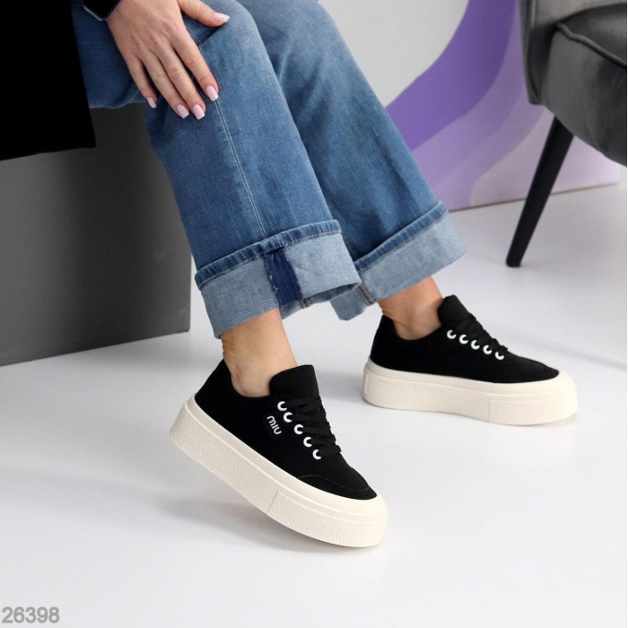 Кеди жіночі еко нубук чорні на 35.5р