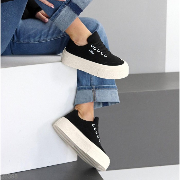 Кеди жіночі еко нубук чорні на 35.5р