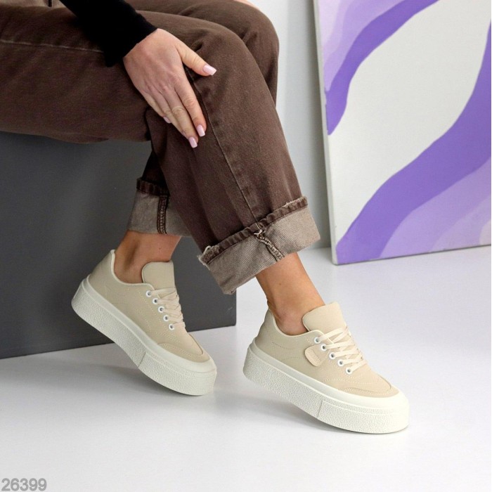 Кеди жіночі еко нубук беж на 35.5,36,37,38,39,40р