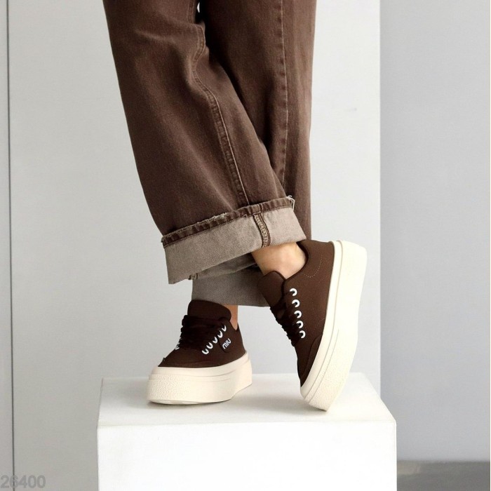 Кеди жіночі еко нубук колір шоколад на 35.5,37,38,39,40р