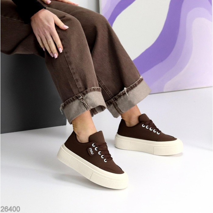 Кеди жіночі еко нубук колір шоколад на 35.5,37,38,39,40р