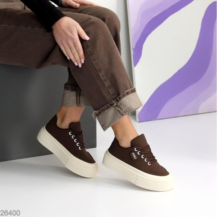 Кеди жіночі еко нубук колір шоколад на 35.5,37,38,39,40р