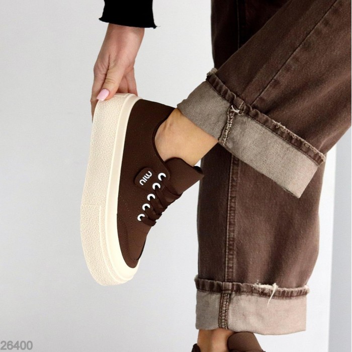 Кеди жіночі еко нубук колір шоколад на 35.5,37,38,39,40р