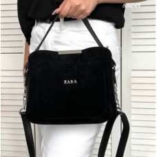 Сумка жіноча 3-віддела екошкіра/натуральна замша. Чорний крокодил, Шоколад, Чорна замша Чорна замша