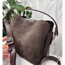 Сумка жіноча 3-віддела екошкіра/натуральна замша. Чорний крокодил, Шоколад, Чорна замша Шоколад