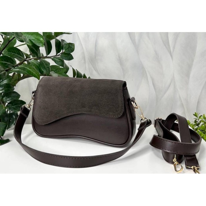 Сумка жіноча екошкіра/натуральна замша.Чорна, Шоколад