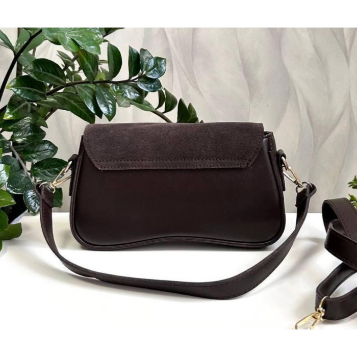 Сумка жіноча екошкіра/натуральна замша. Чорна, Шоколад Шоколад