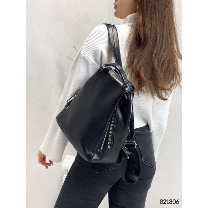 Рюкзак жіночій декор застібки натуральна шкіра.Чорний, Беж, Шоколад