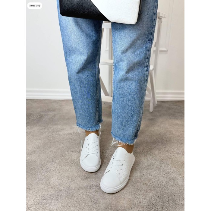 Кеди жіночі натуральна шкіра перфорація білі 36,37,38,39,40,41р