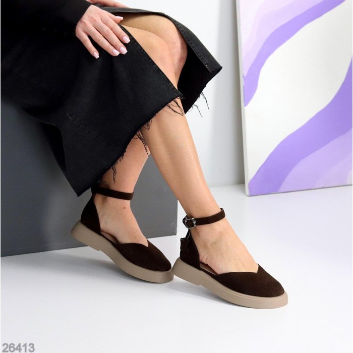 Туфлі жіночі натуральна замша колір-шоколад 36,37,38,39,40р