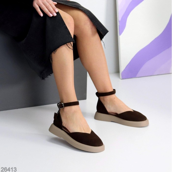 Туфлі жіночі натуральна замша колір-шоколад 36,37,38,39,40р