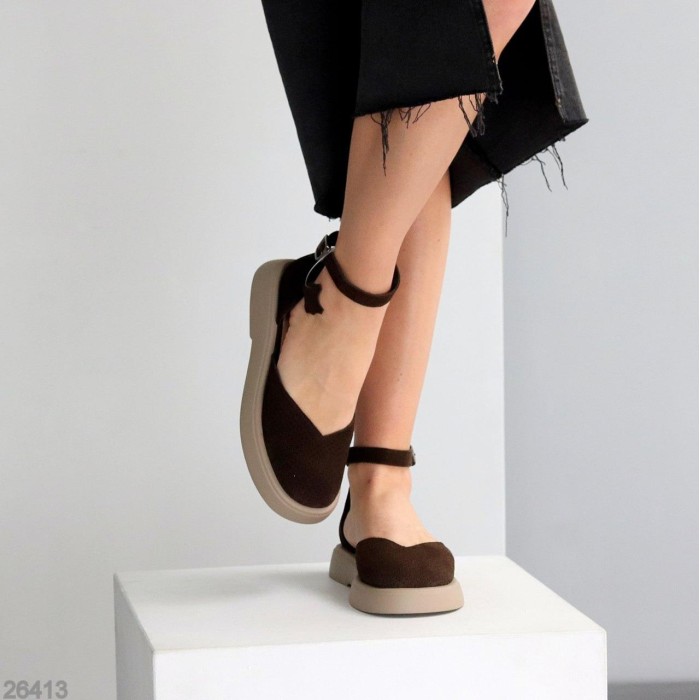 Туфлі жіночі натуральна замша колір-шоколад 36,37,38,39,40р