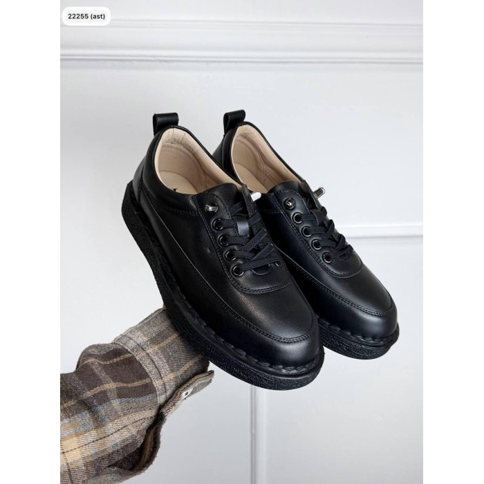 Кеди жіночі натуральна шкіра чорні 36,37,38,39,40р