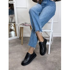 Кеди жіночі натуральна шкіра чорні 36,37,38,39,40р