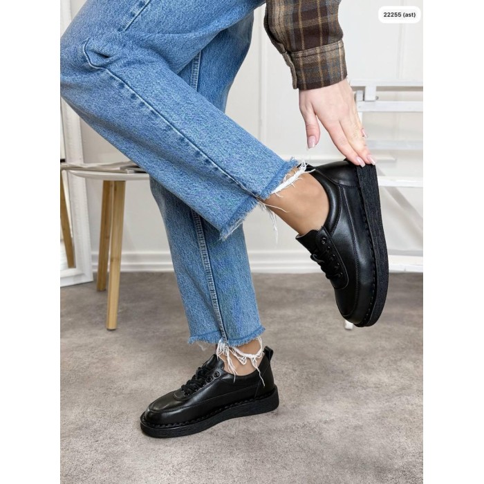 Кеди жіночі натуральна шкіра чорні 36,37,38,39,40р