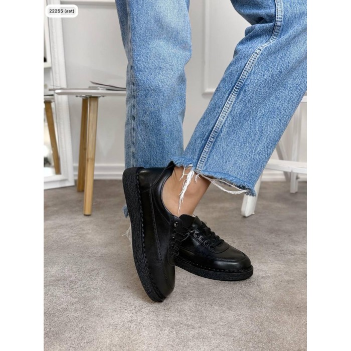 Кеди жіночі натуральна шкіра чорні 36,37,38,39,40р