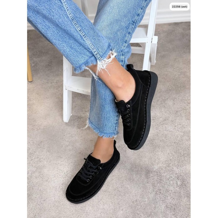 Кеди жіночі натуральна замша чорні 37,38,39,40р