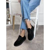 Кеди жіночі натуральна замша чорні 37,38,39,40р