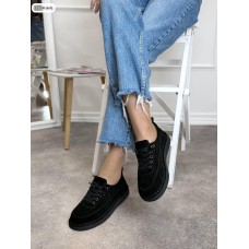 Кеди жіночі натуральна замша чорні 37,38,39,40р