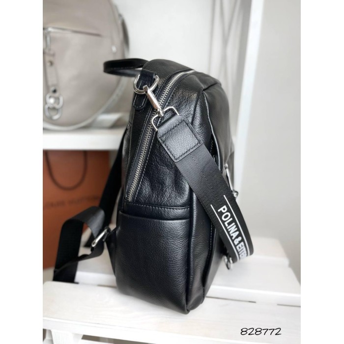 Рюкзак жіночій декор застібки натуральна шкіра.Чорний, Шоколад