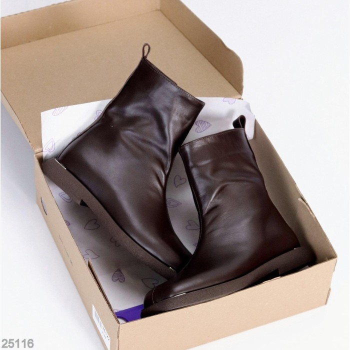 Черевики жіночі натуральна шкіра колір-шоколад демі 37р