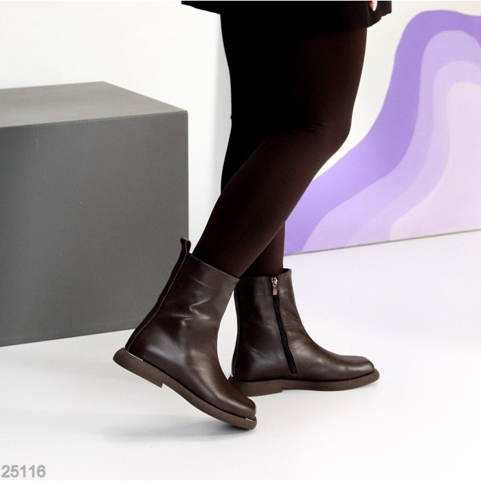 Черевики жіночі натуральна шкіра колір-шоколад демі 37р